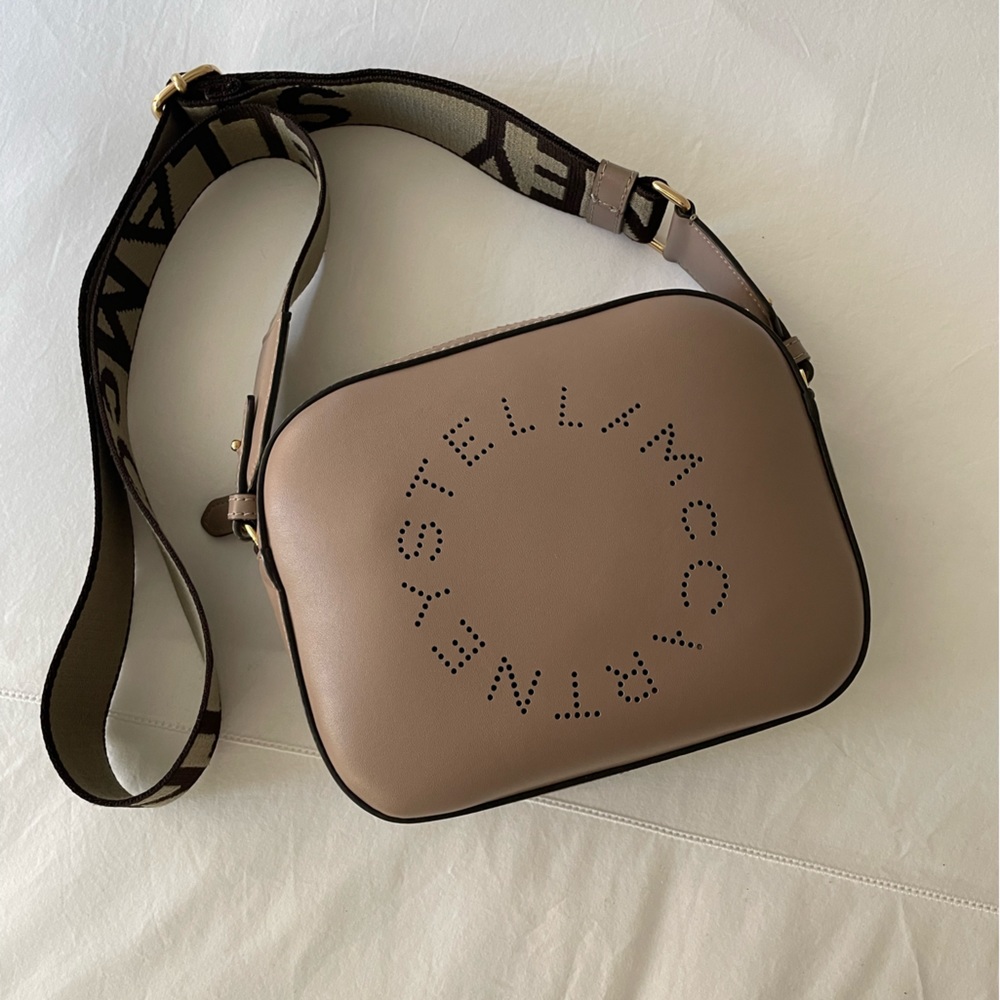 Stella McCartney Perforated Vegetarian Leather Camera Bag in Moss